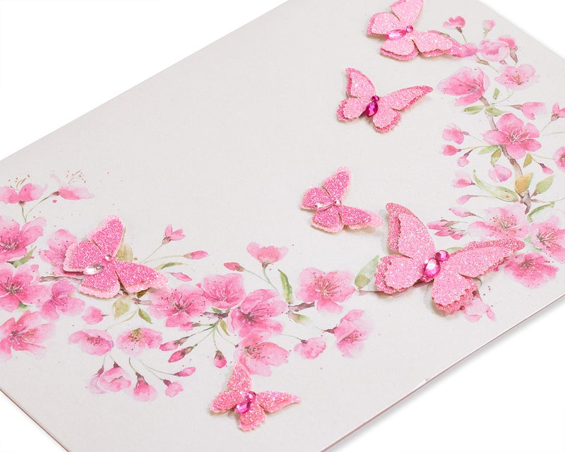 Papyrus Blank Card for Her (Pink Glitter Butterflies) - Image 5
